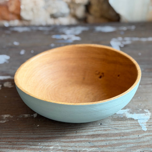 Turned Oak bowl - Light Green - #226