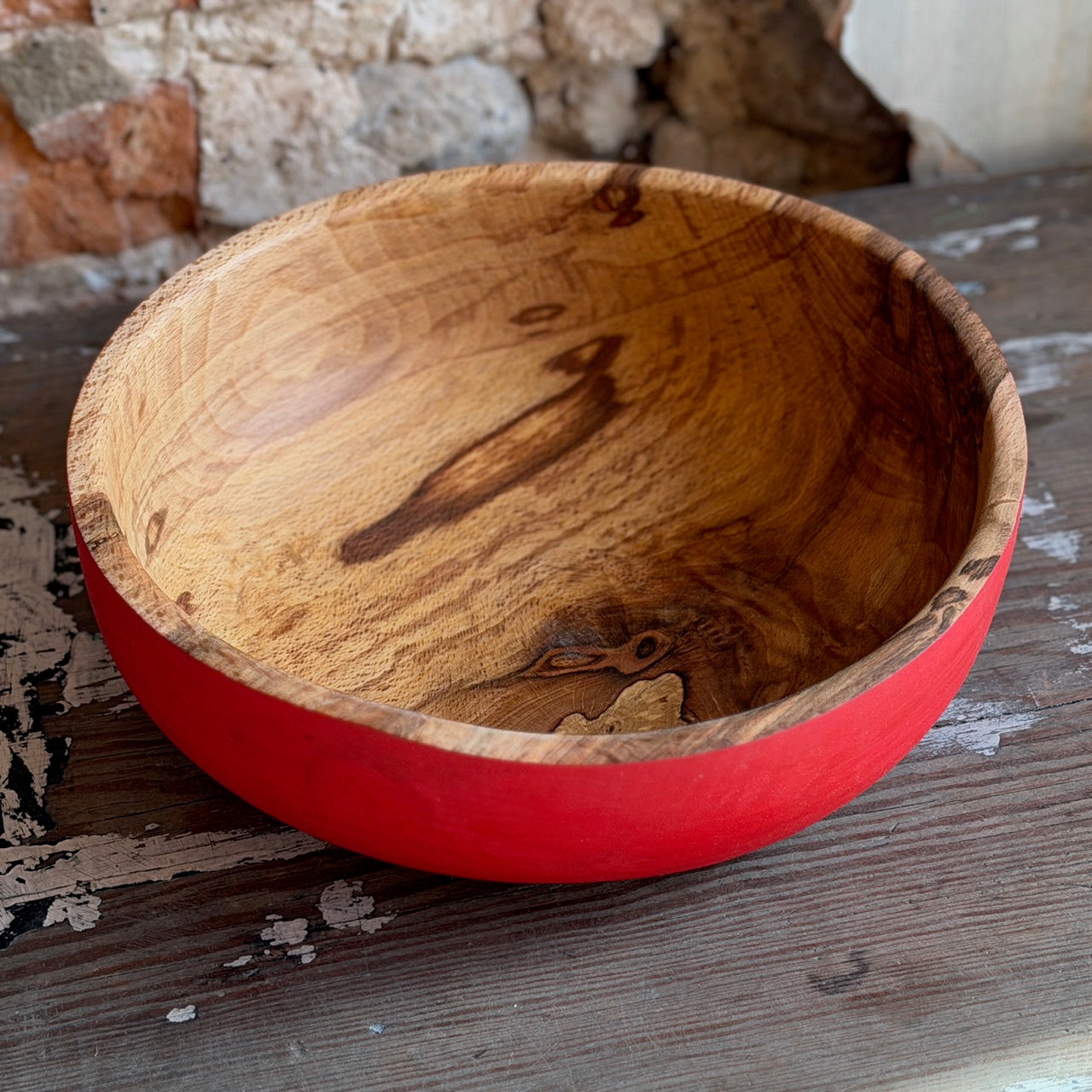 Turned Spalted Beech bowl - Red - #228