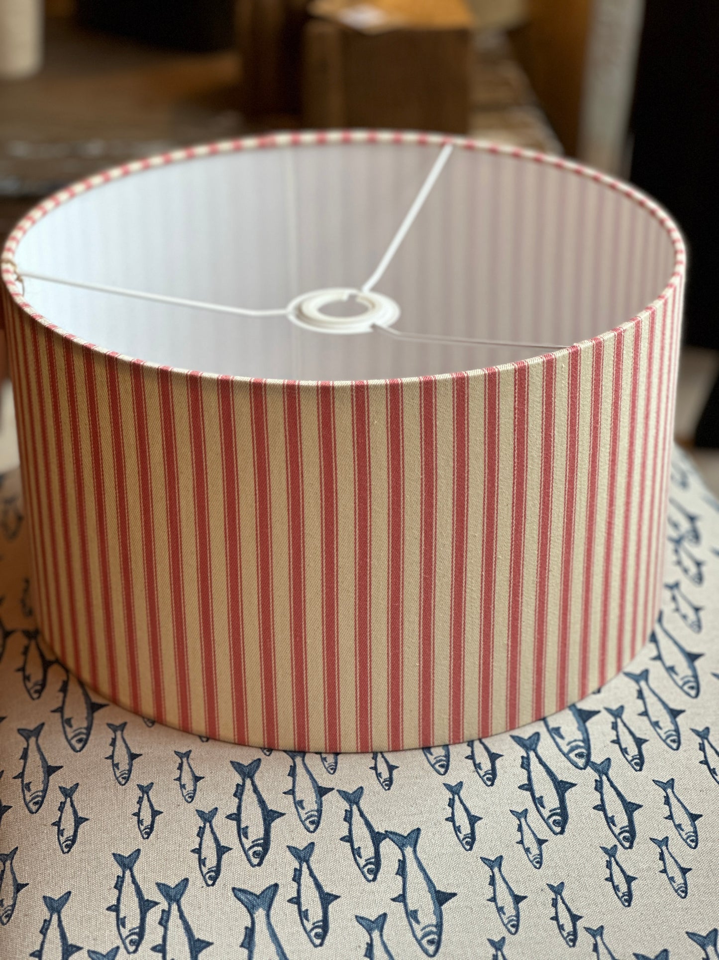 Pink Ticking Stripe Lampshade