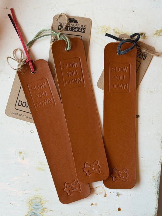 Handmade Slow You Down leather bookmark