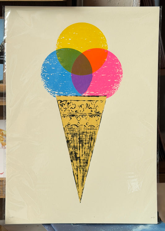 Ice cream screenprint A3