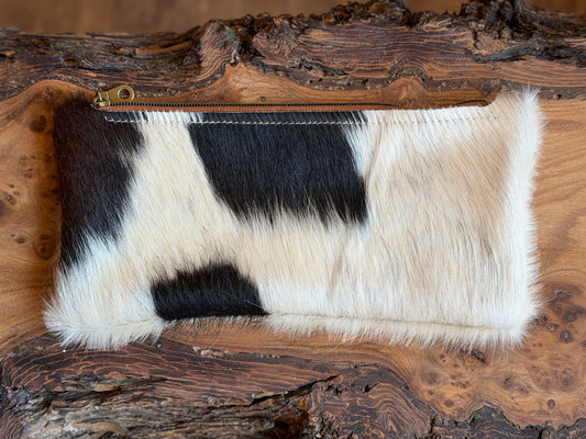 Handmade Hair on Cowhide Leather makeup bag/pencil case/small handbag