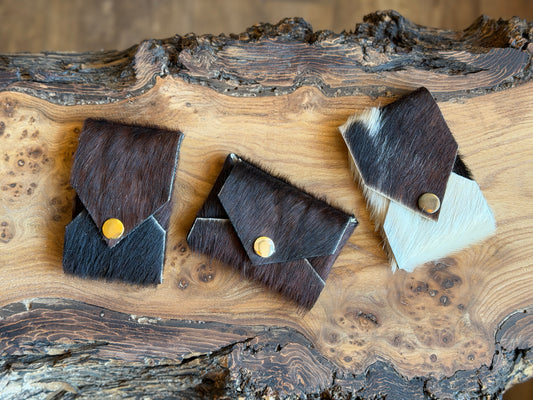 Handmade Hair on Cowhide Leather credit card holders