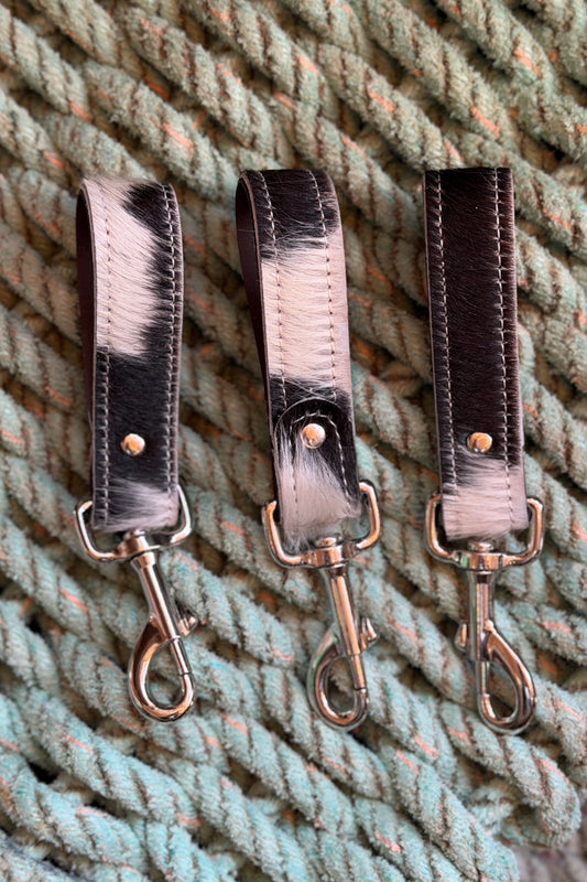 Handmade Hair on Cowhide Leather Keyrings & Belt Loops