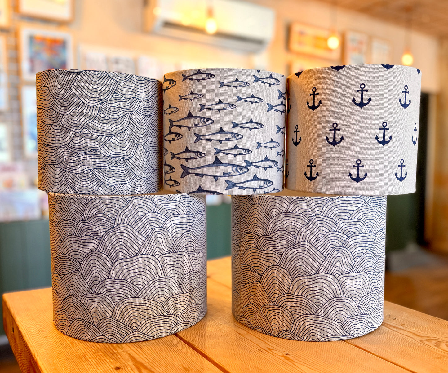 Nautical-themed lampshades - handmade