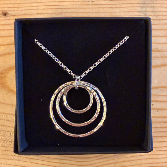 Stirling Hammered Tripple Circle Pendant