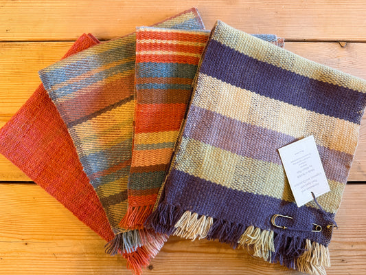 Handwoven Lambswool, Plant Dyed Scarf With Pin.