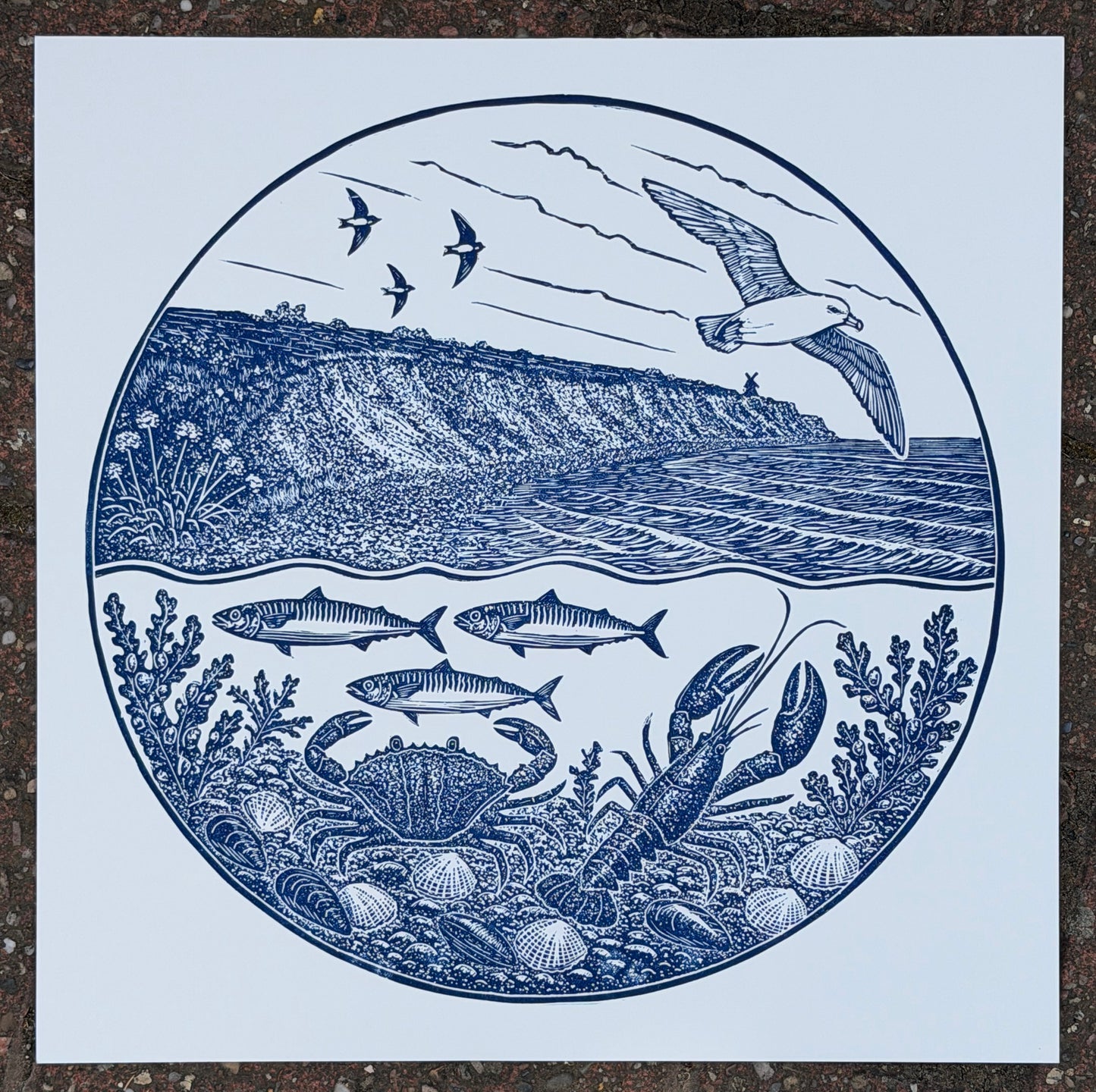 The Living Coast, North Norfolk - original linocut print