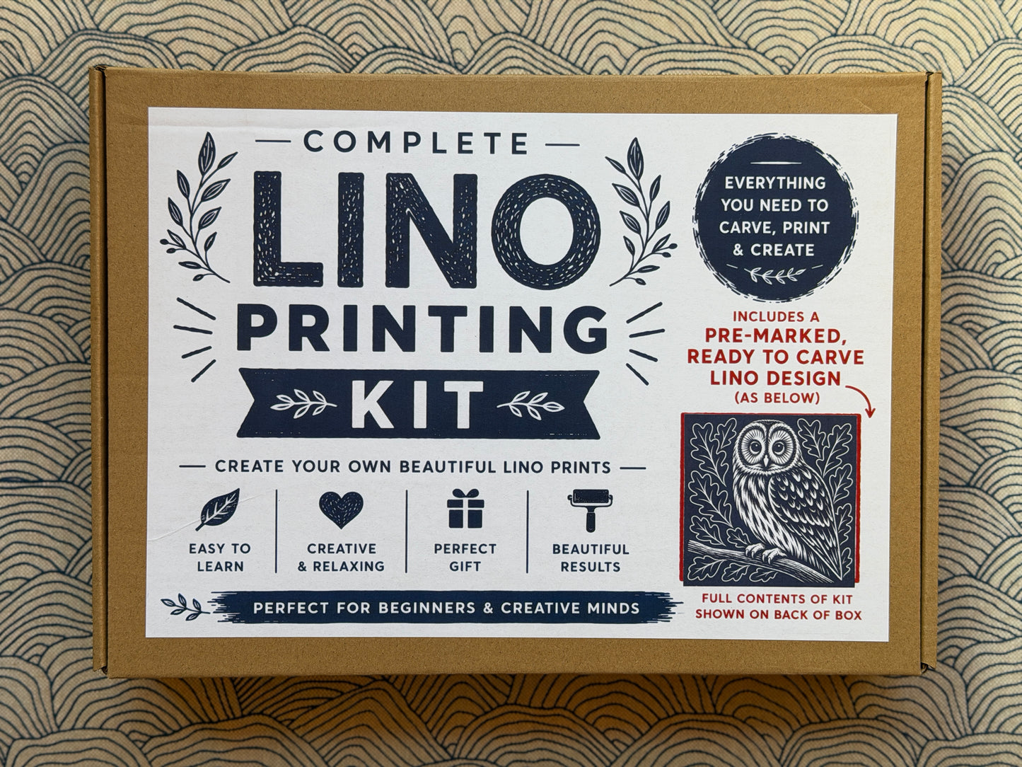 Lino Printing Kit with Pre Printed Lino carving guide designs