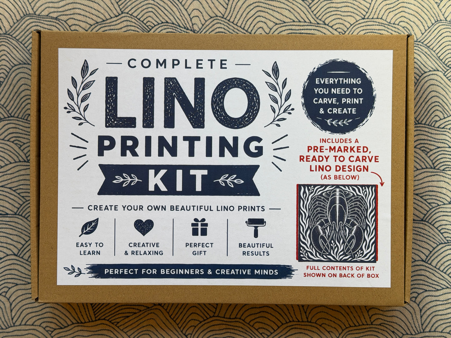 Lino Printing Kit with Pre Printed Lino carving guide designs