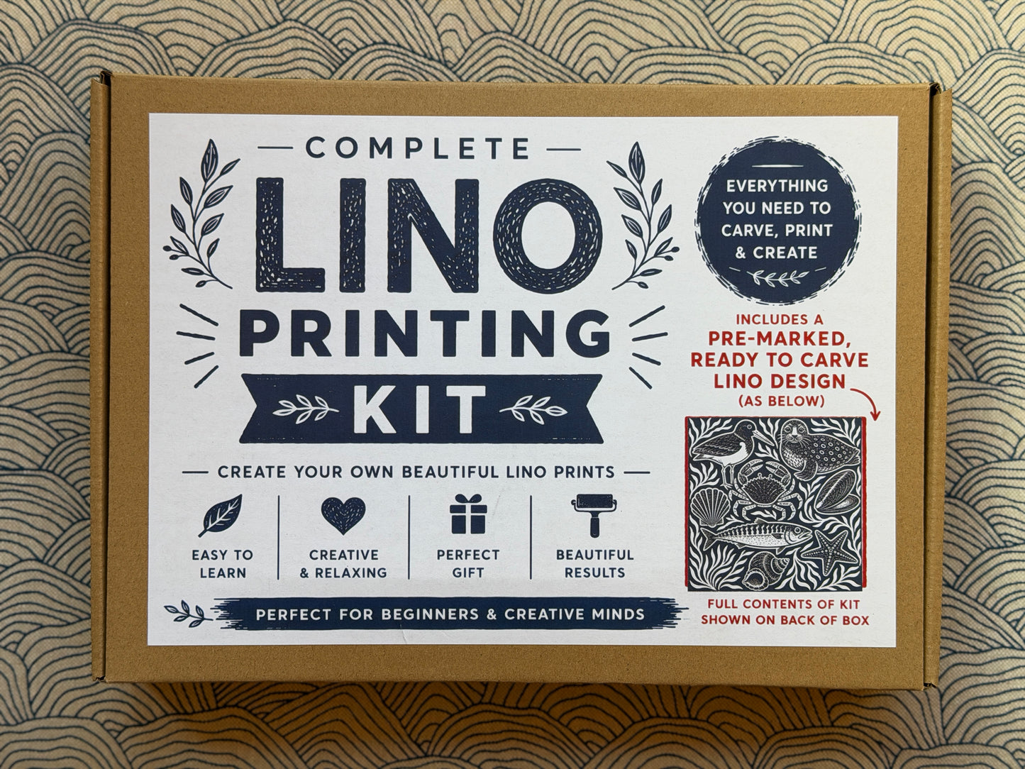 Lino Printing Kit with Pre Printed Lino carving guide designs