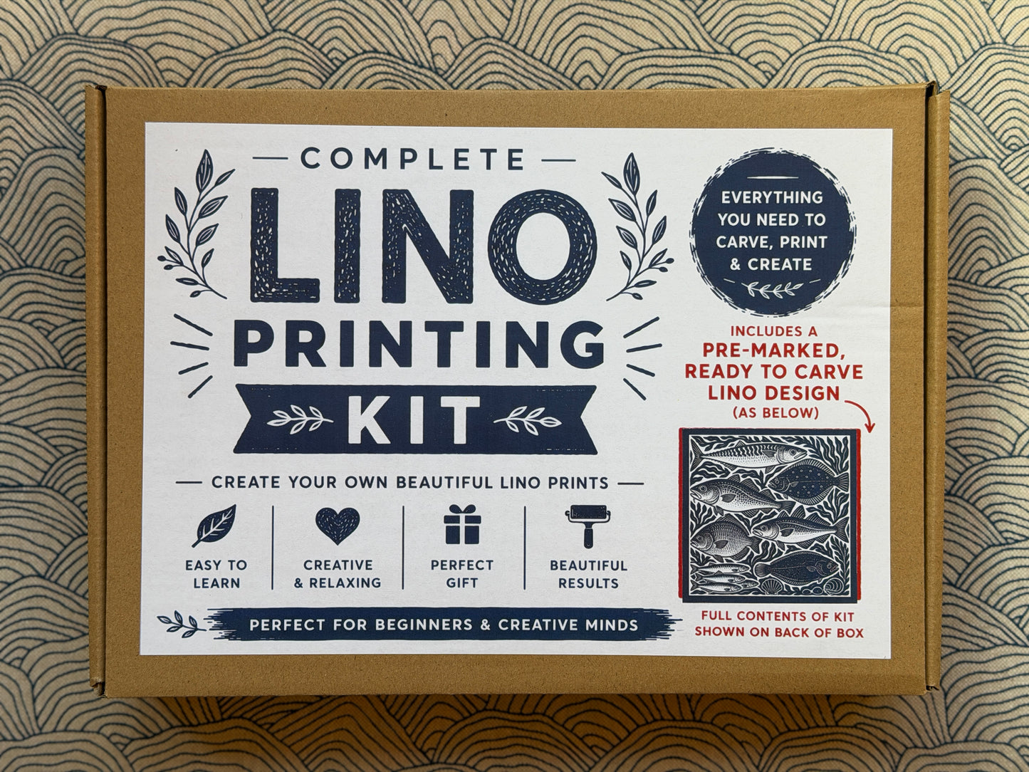 Lino Printing Kit with Pre Printed Lino carving guide designs