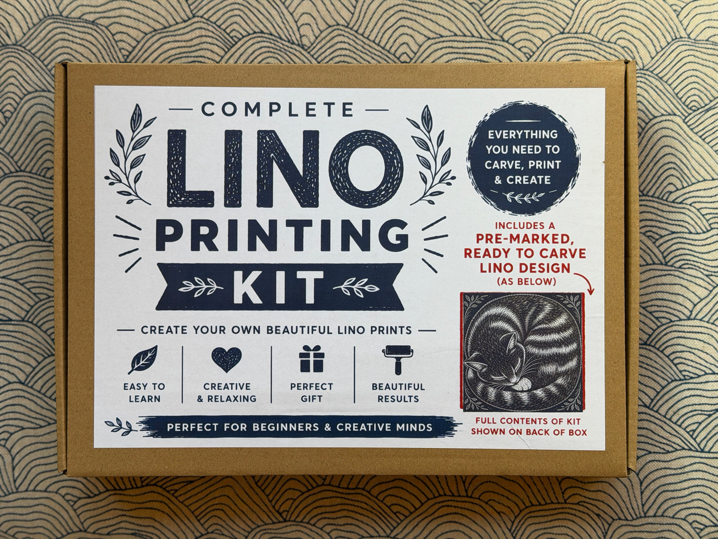 Lino Printing Kit with Pre Printed Lino carving guide designs