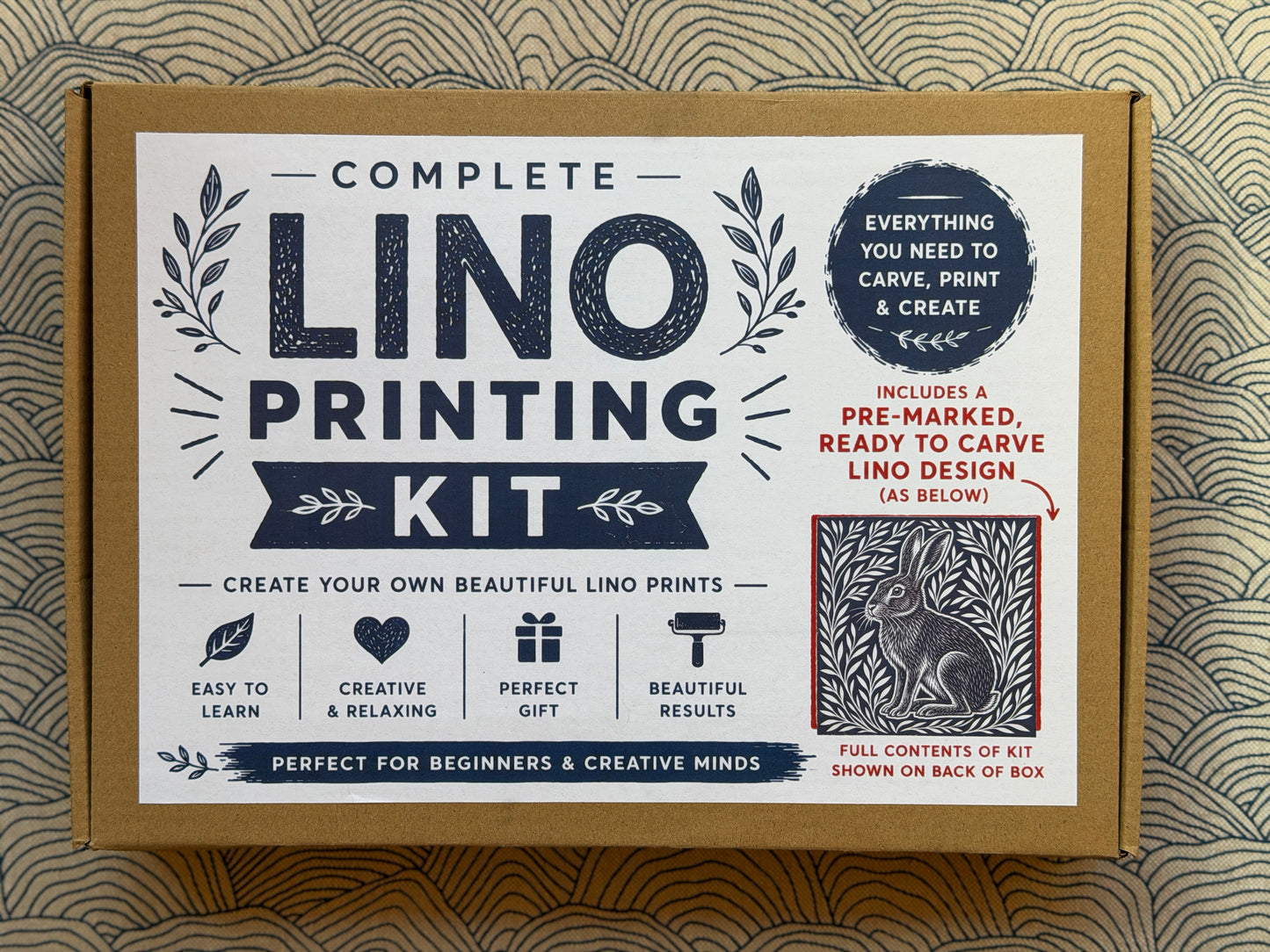 Lino Printing Kit with Pre Printed Lino carving guide designs