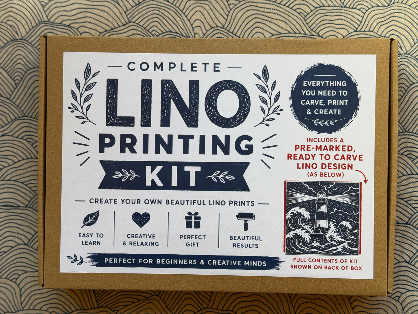 Lino Printing Kit with Pre Printed Lino carving guide designs