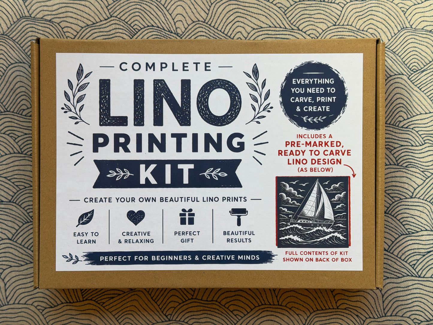 Lino Printing Kit with Pre Printed Lino carving guide designs