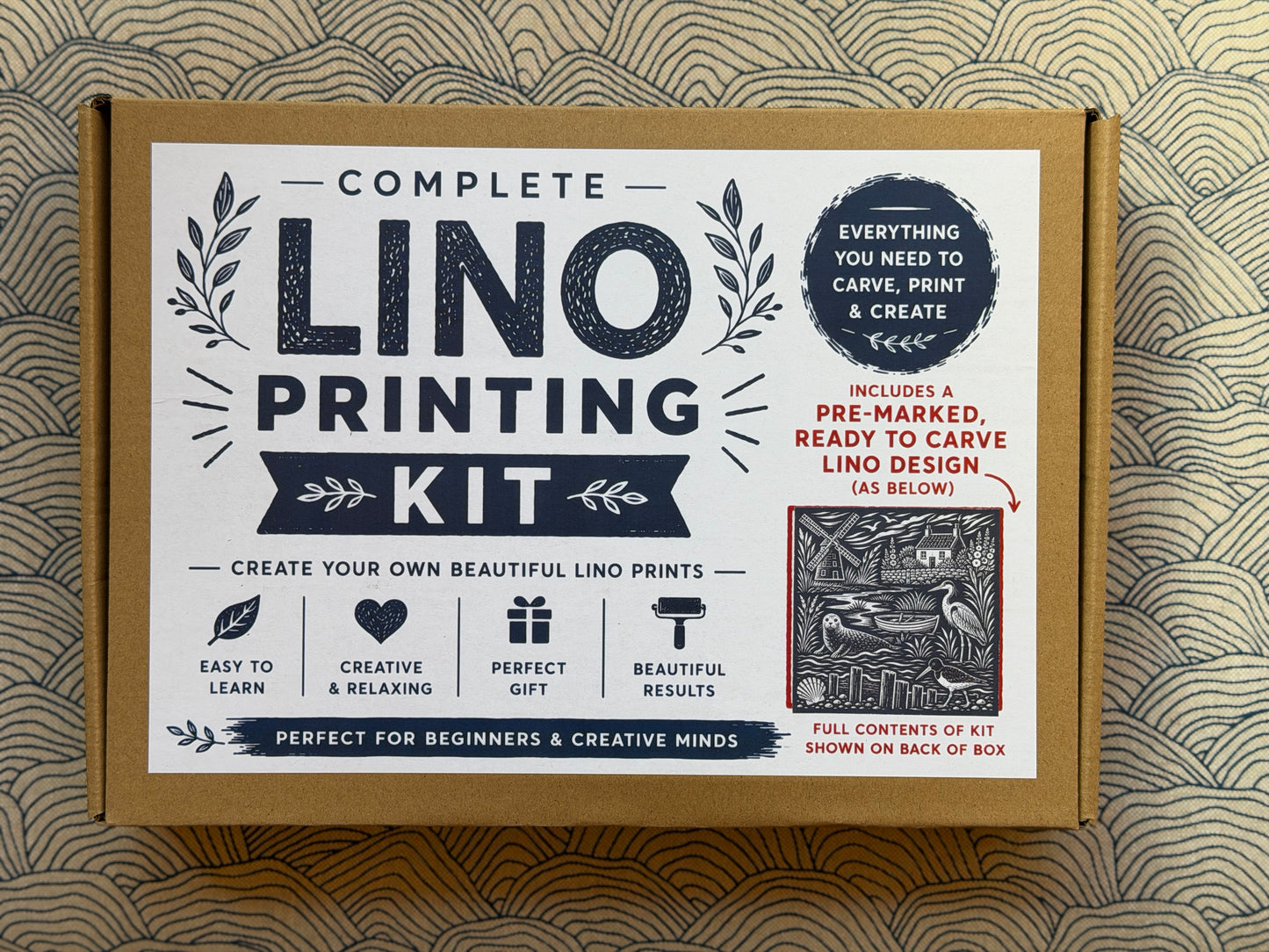 Lino Printing Kit with Pre Printed Lino carving guide designs