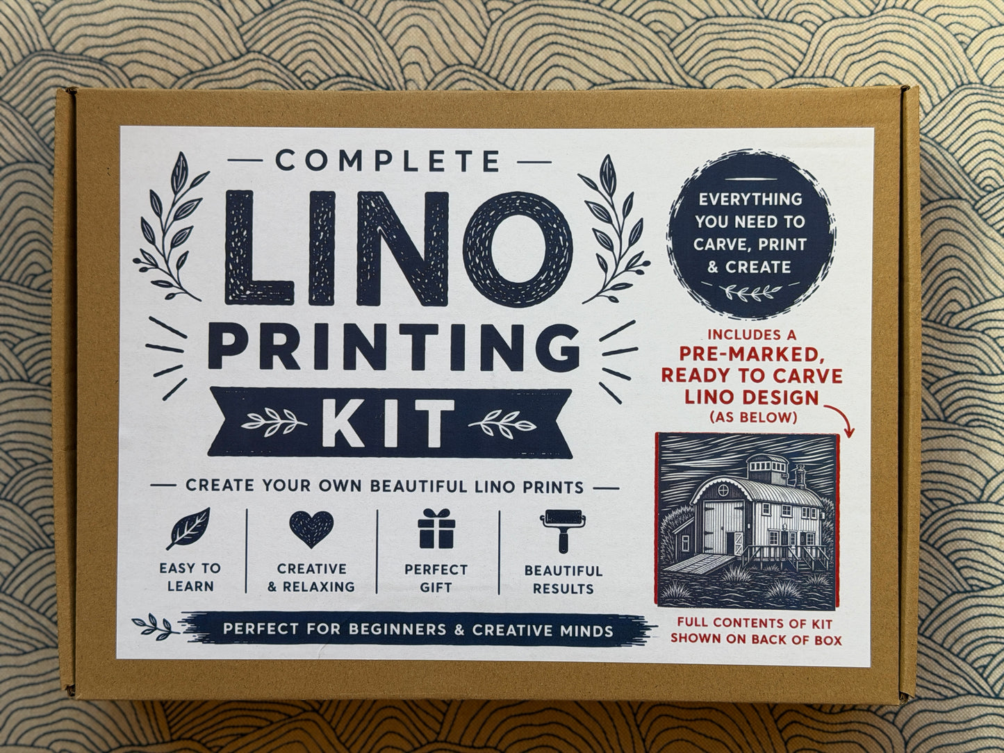 Lino Printing Kit with Pre Printed Lino carving guide designs