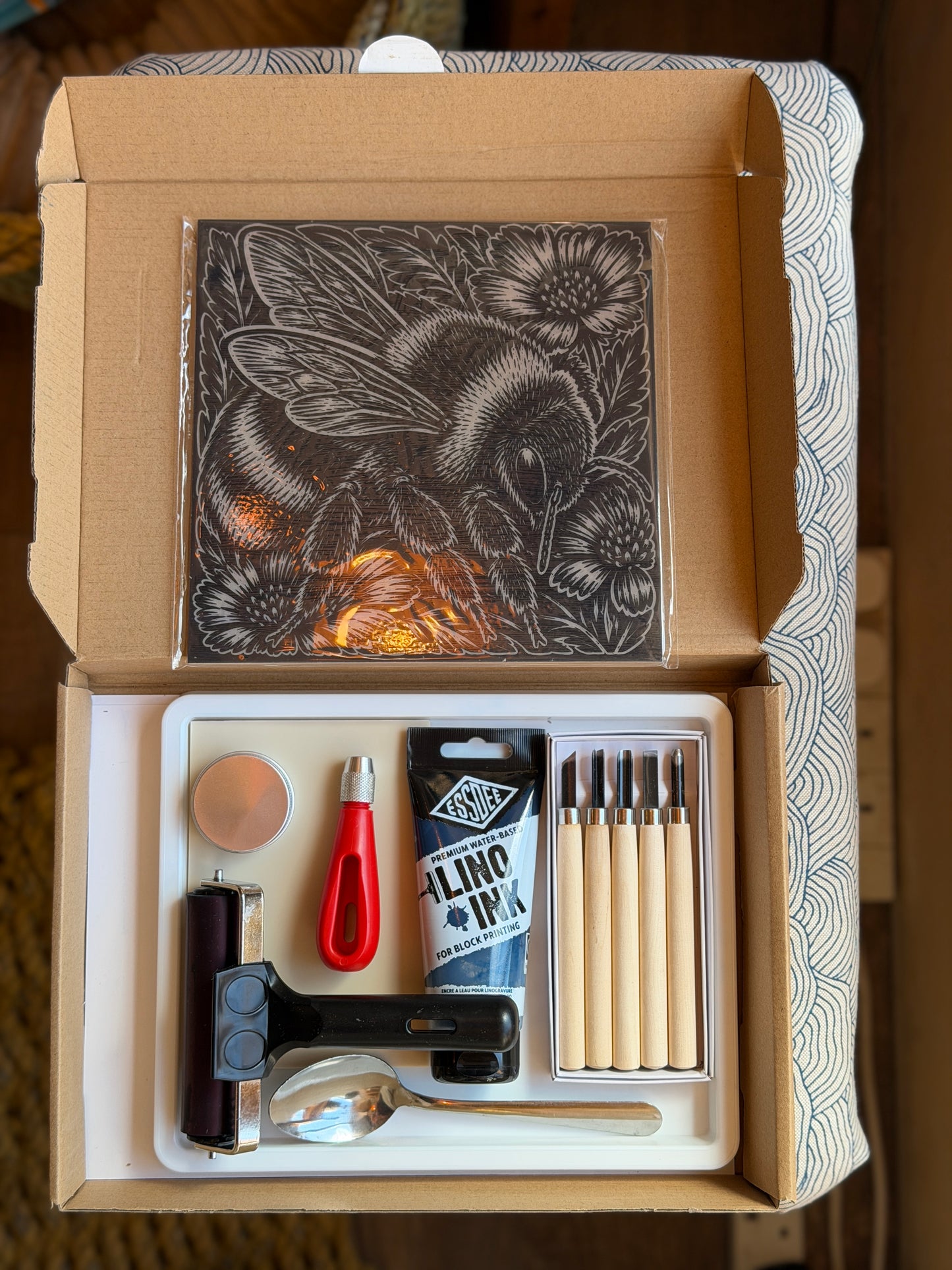 Lino Printing Kit with Pre Printed Lino carving guide designs