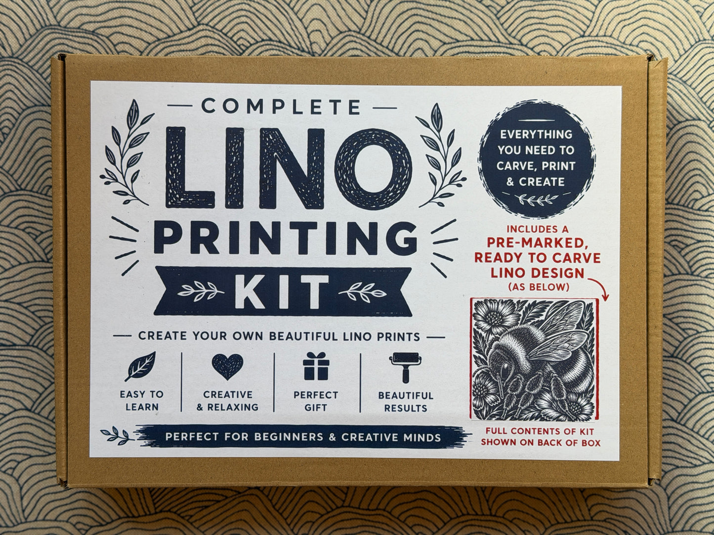 Lino Printing Kit with Pre Printed Lino carving guide designs
