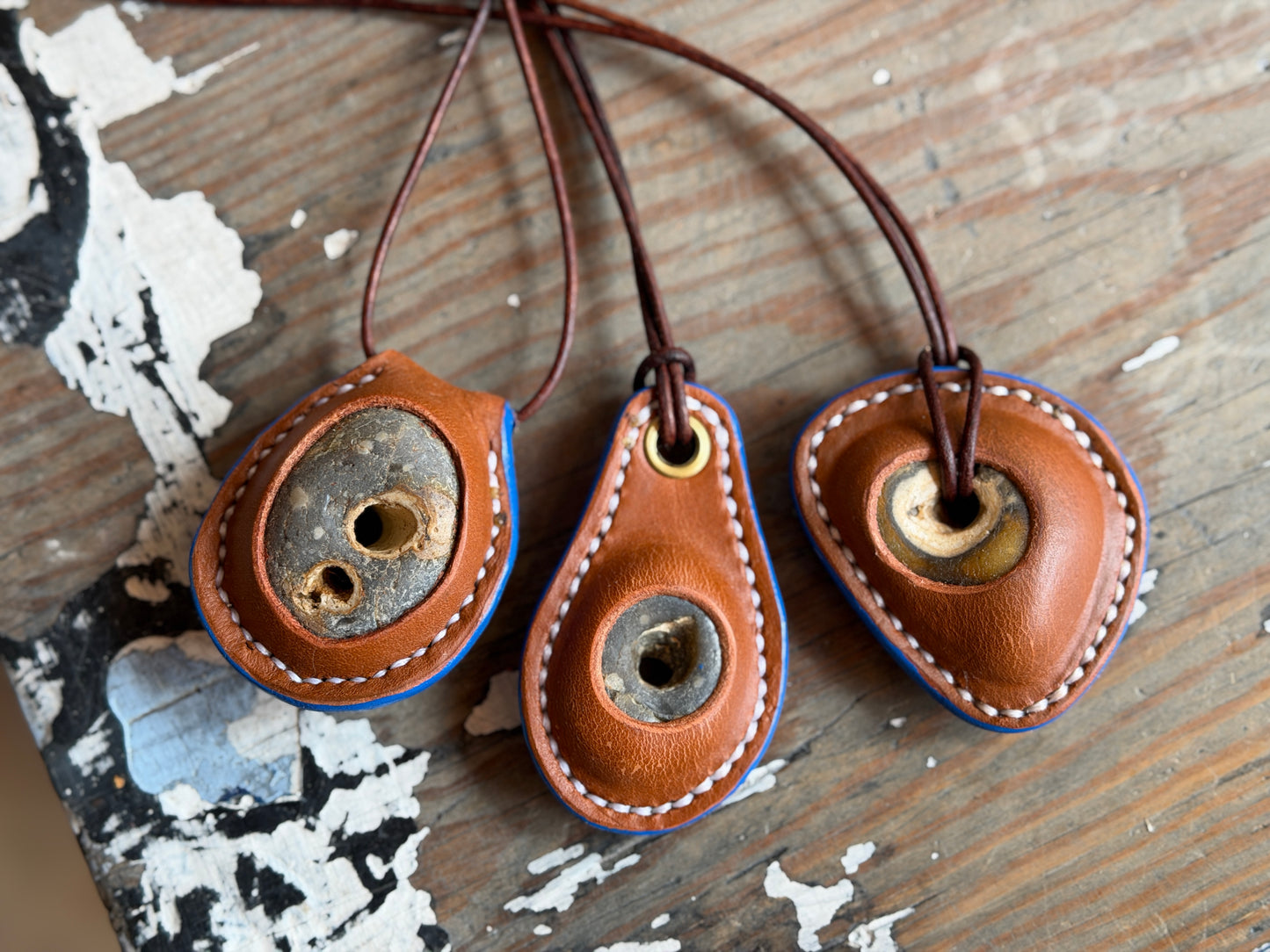 Norfolk hagstones hand-clad in leather