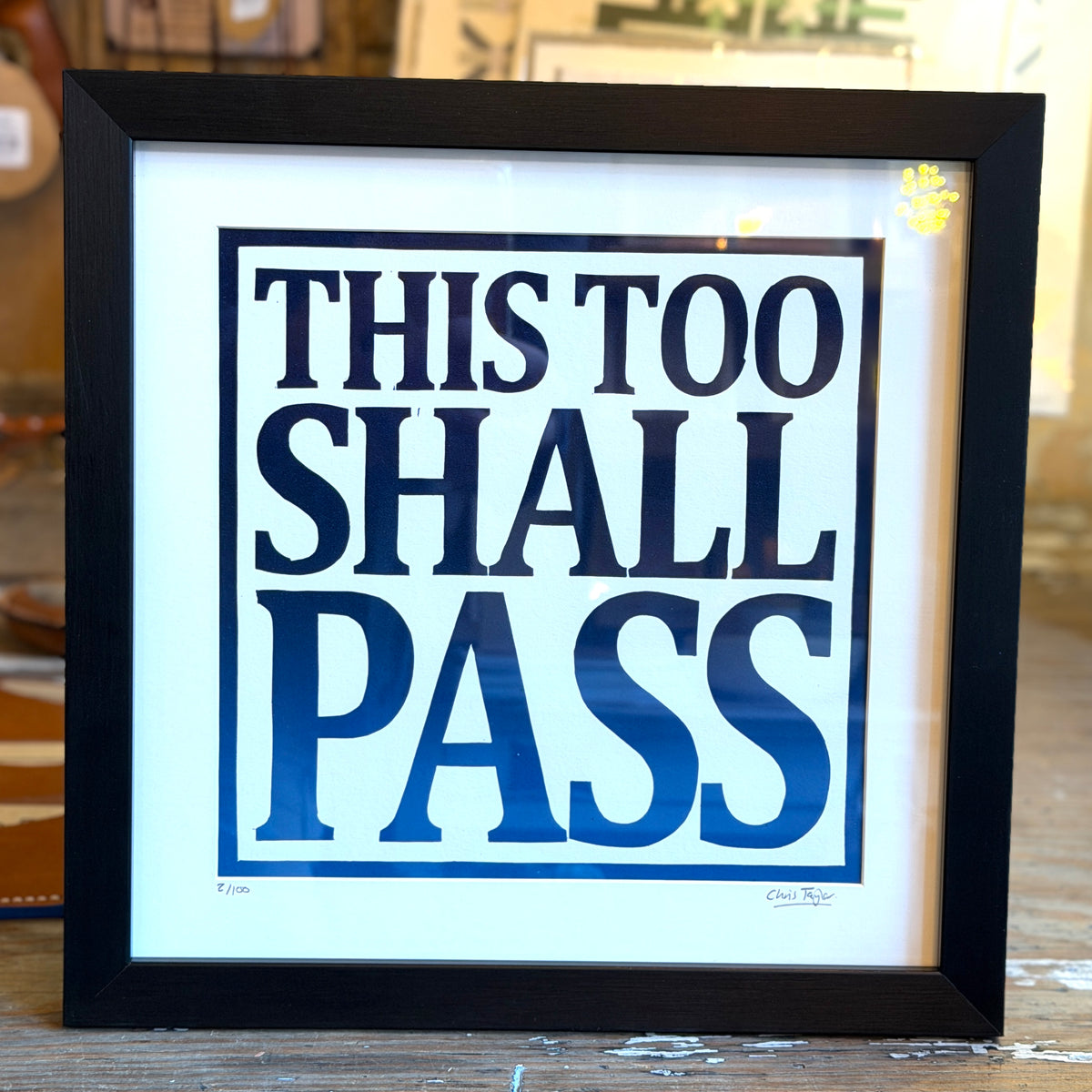 This too shall pass - original linocut print