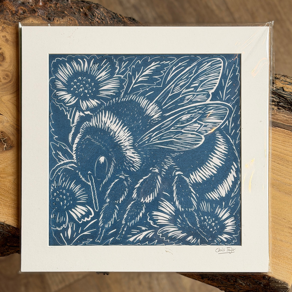 Bumblebee - original, signed linocut print