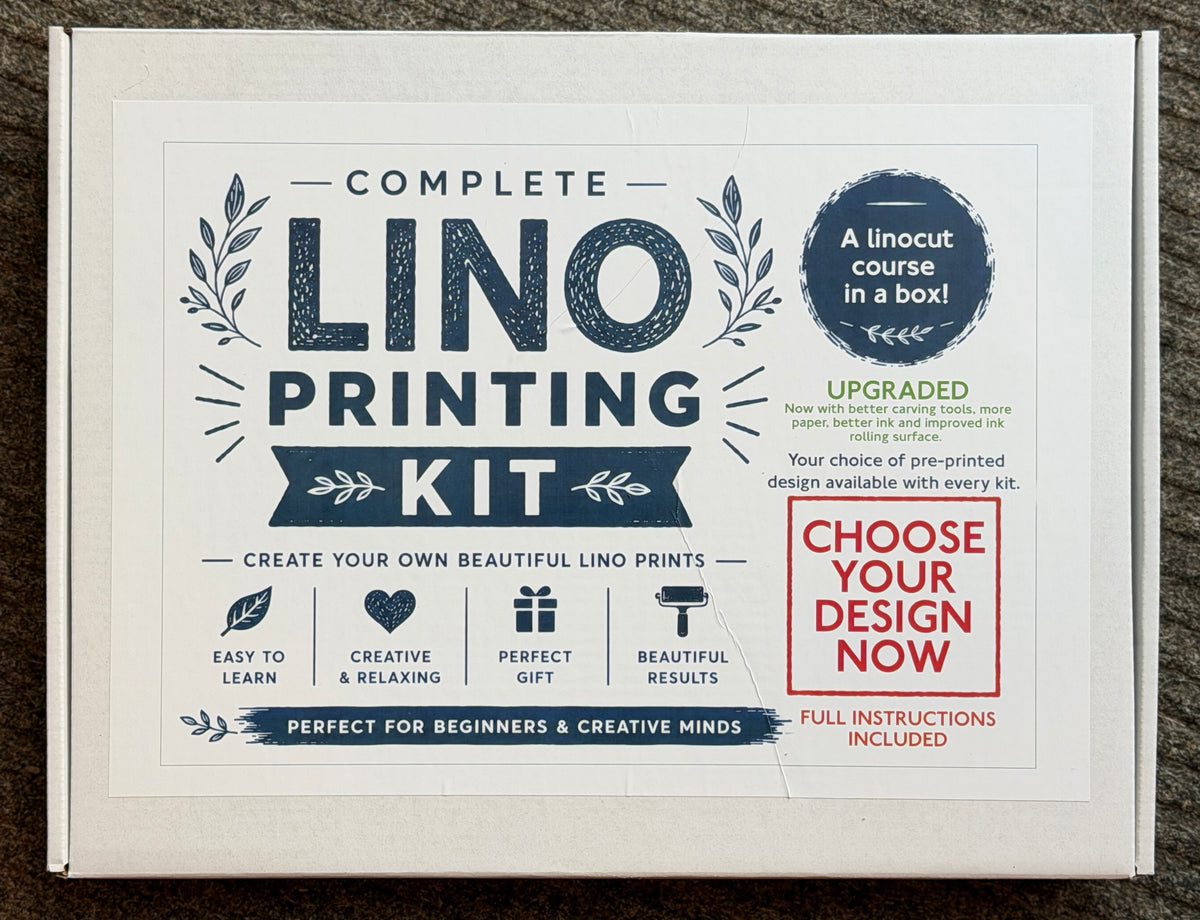 Lino Printing Kit VERSION 2 - with Pre-printed Lino carving guide designs + extra lino designs available