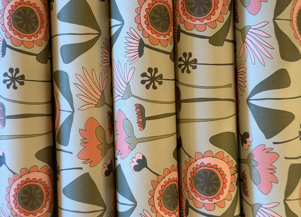Grey and pink flowers Gift wrap