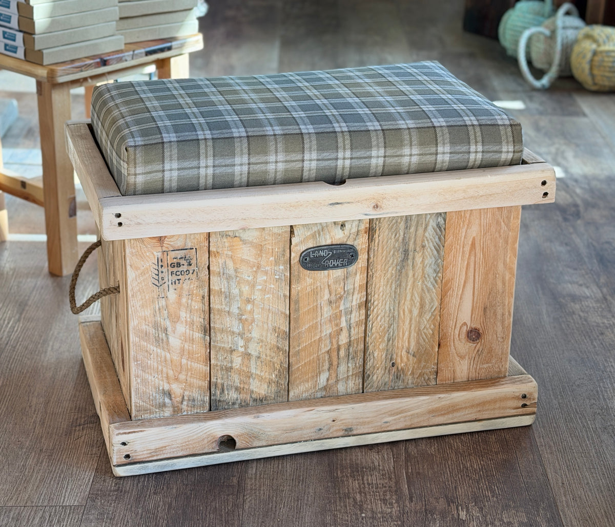 Genuine Land Rover transport crate - upcycled into blanket box/footstool