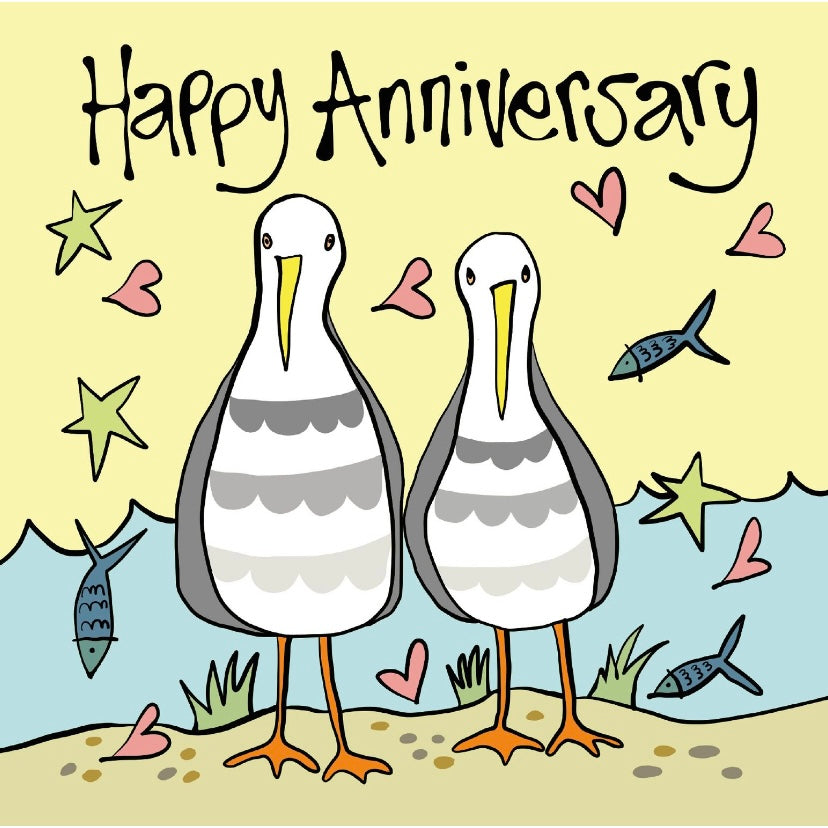 Anniversary Gulls Greetings Card