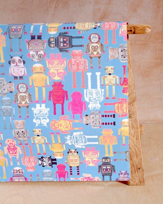 andy ward birthday wrapping paper christmas robot happy birthday childrens card illustration 