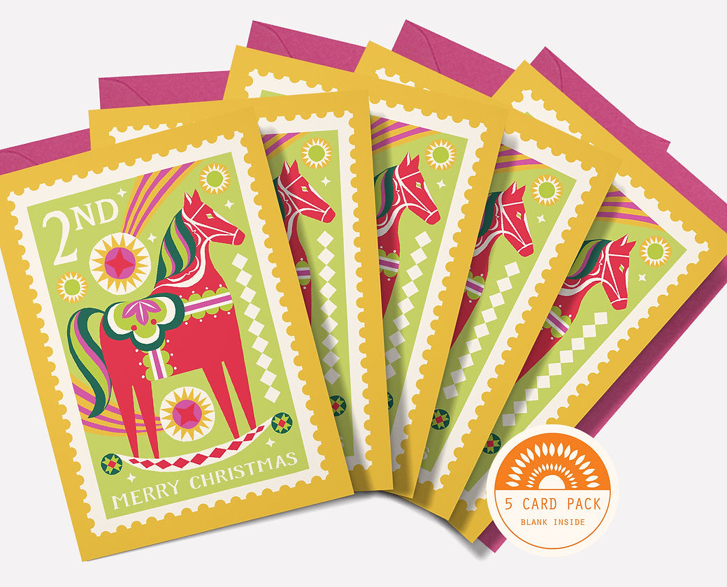 Dala Horse pack of 5 Greetings Cards