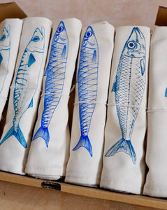 lottie day napkins fish kitchenware homeware seaside cotton screen printed design
