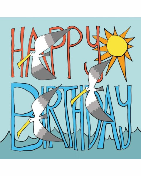 Thea Cutting Happy birthday sunshine greetings card nature seaside seagull print design