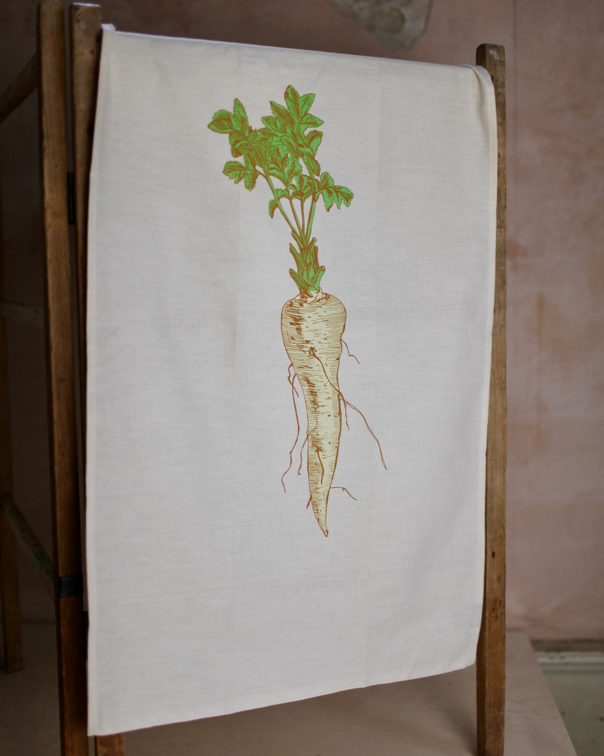 lottie day tea towel kitchenware homeware parsnip vegetable cotton screen printed design