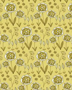 Thea Cutting Mustard Retro Flower Gift wrap flowers gardening nature print design