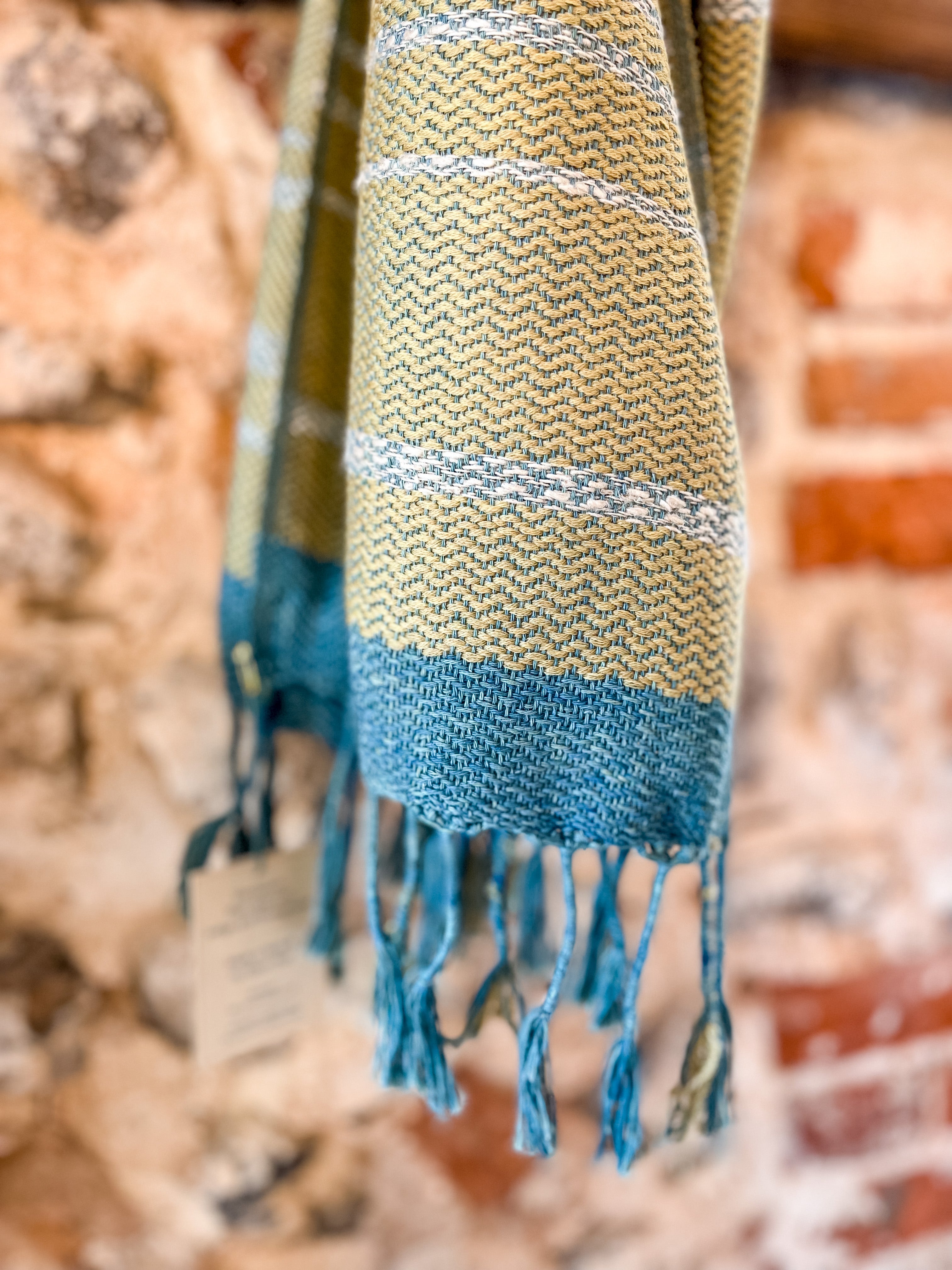 Summer 2 Handwoven silk and cotton scarf dyed with indigo and pomegranate