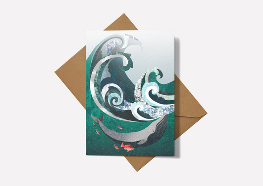Whale & Wave Greetings Card