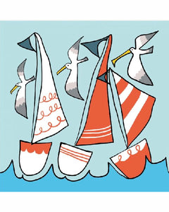 Thea Cutting Sailing Boats Greetings Card seaside print design
