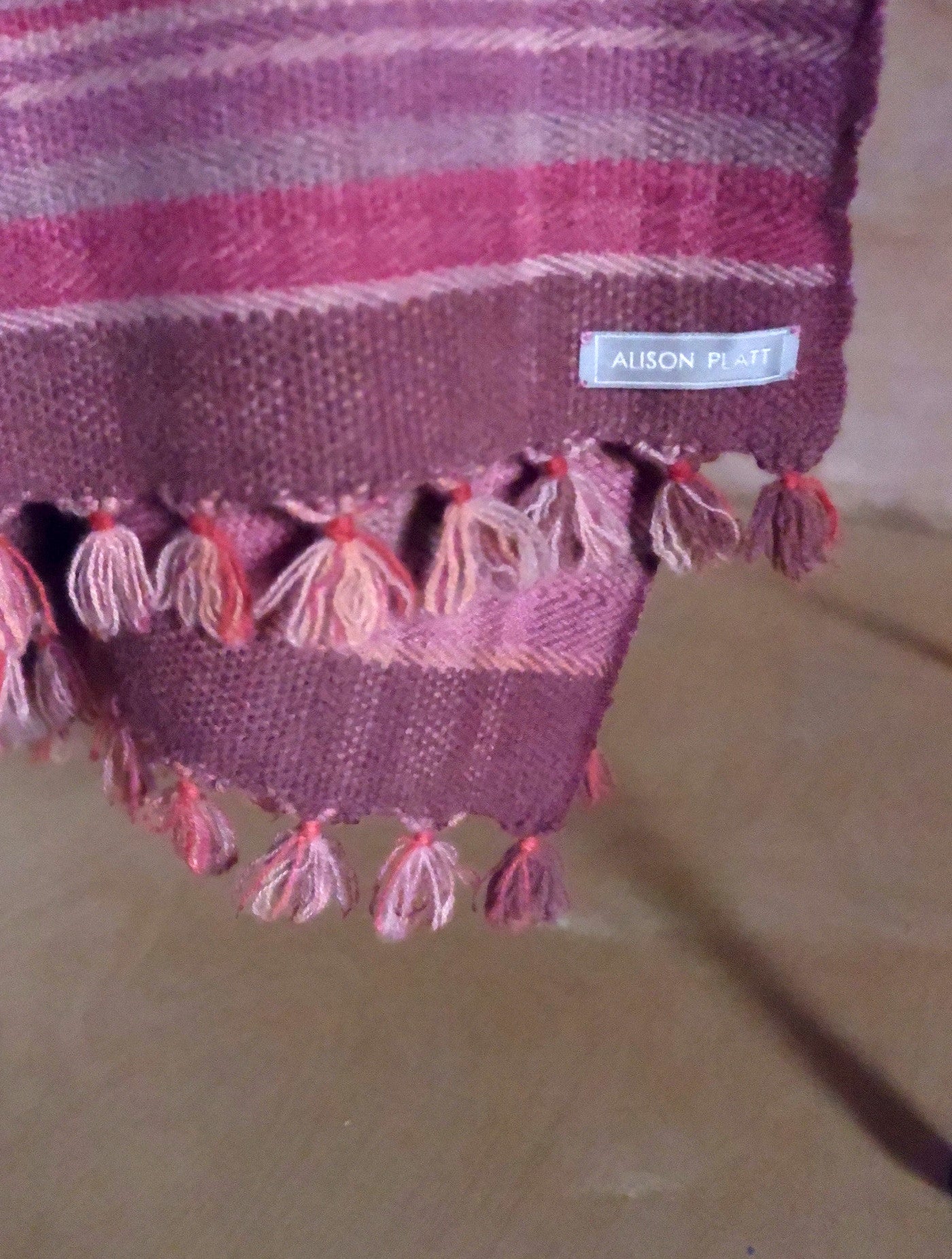 Alison Platt Soft Autumn Mulberry/Plum handwoven shawl flat Soft Autumn Mulberry/Plum handwoven shawl