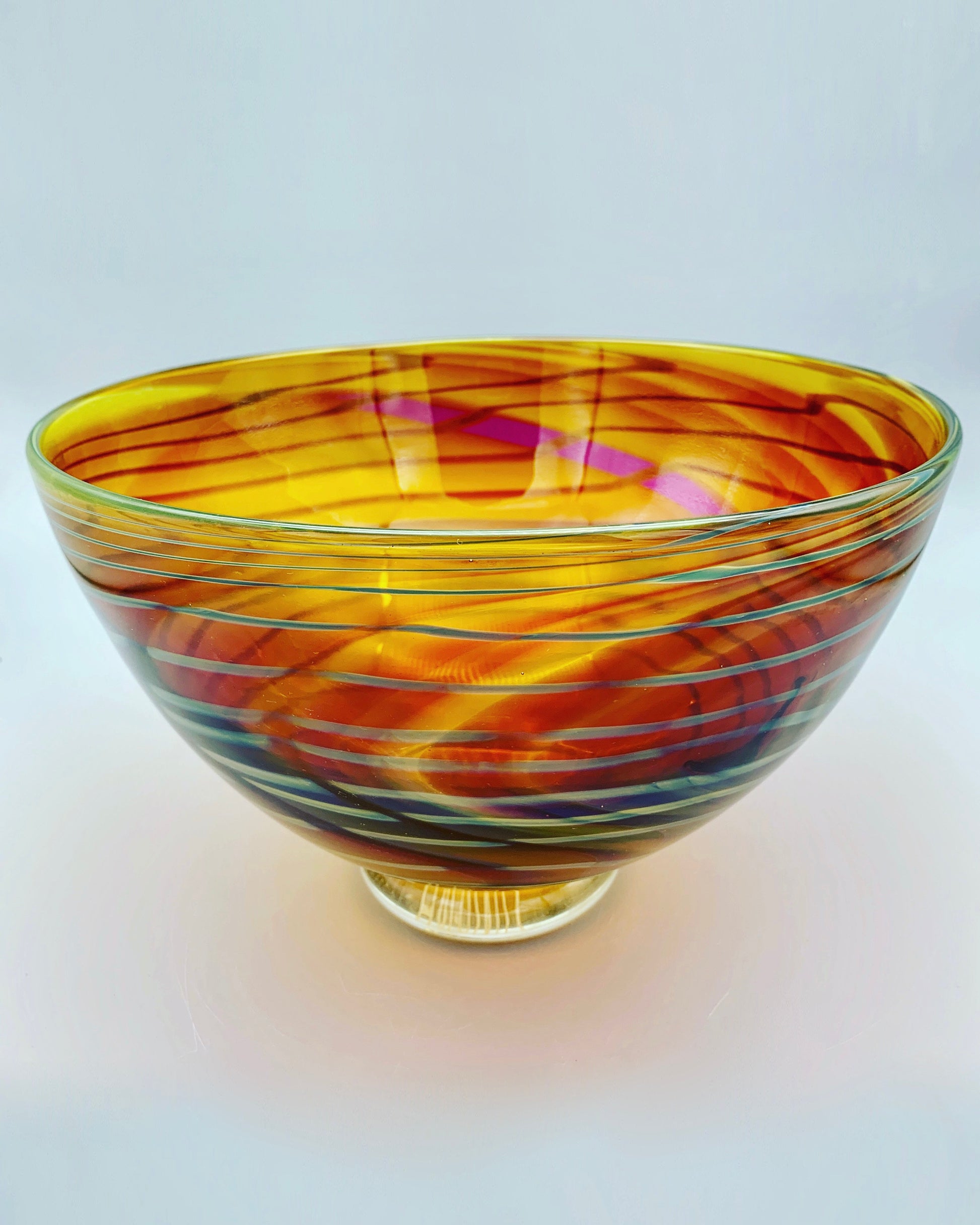 david flower autumn flared footed bowl decorative glass handblown glassware abstract