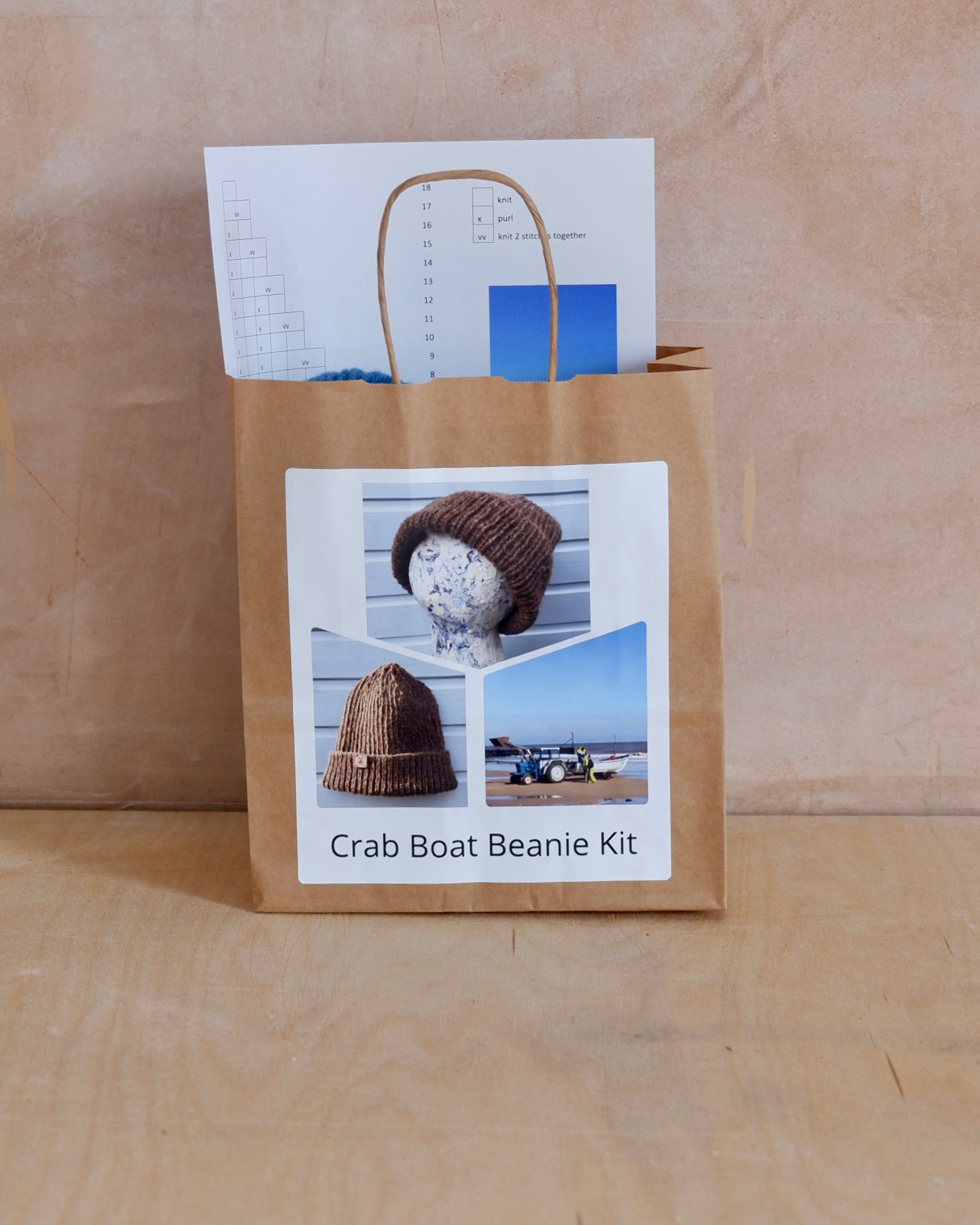 crab boat beanie kit diy winter wear outdoor hat woollen handmade church farm wool 