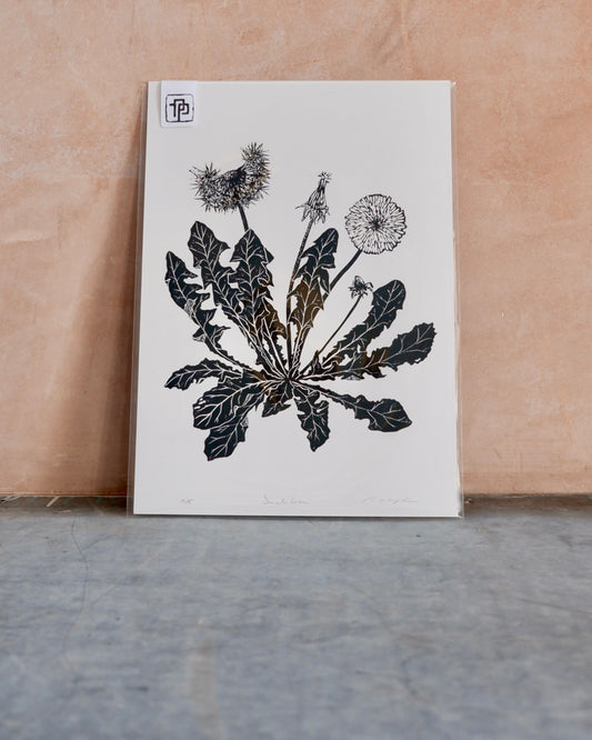 Dandelion Linocut Print