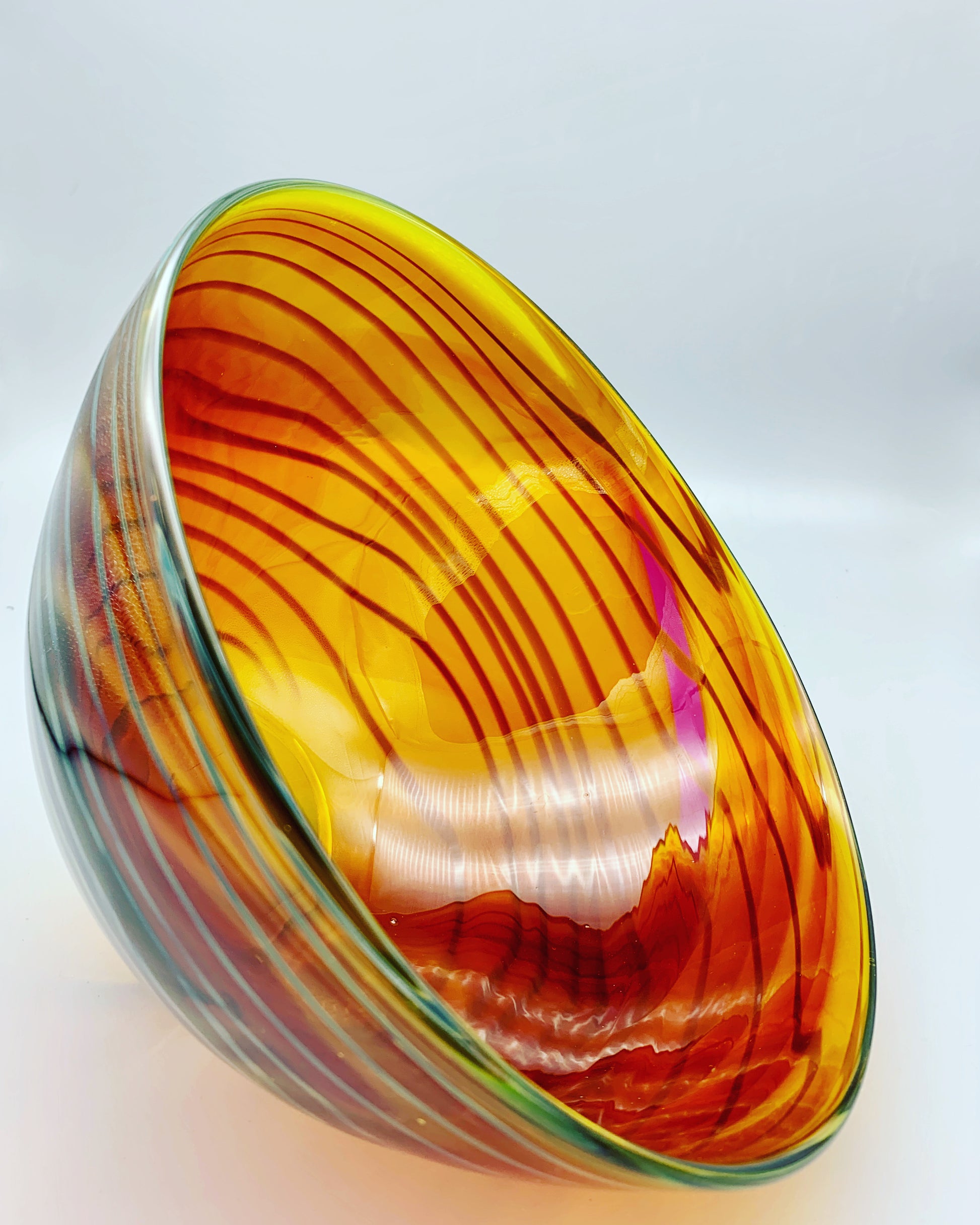 david flower autumn flared footed bowl decorative glass handblown glassware abstract