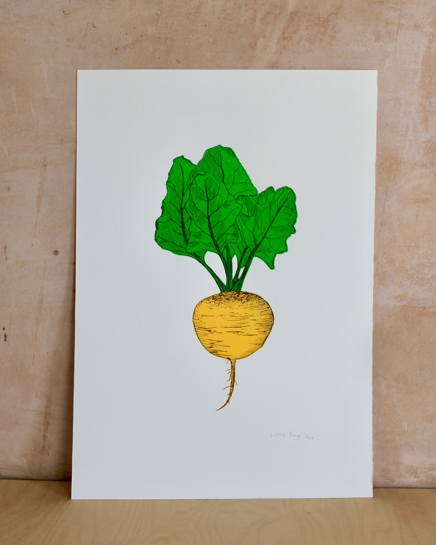 lottie day A2 golden beet screen print homeware vegetables gardening cotton screen printed design artwork
