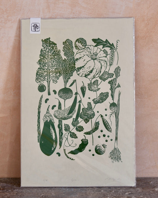 the pepper press lino cut print black and white handmade prints grow vegetable garden veg print