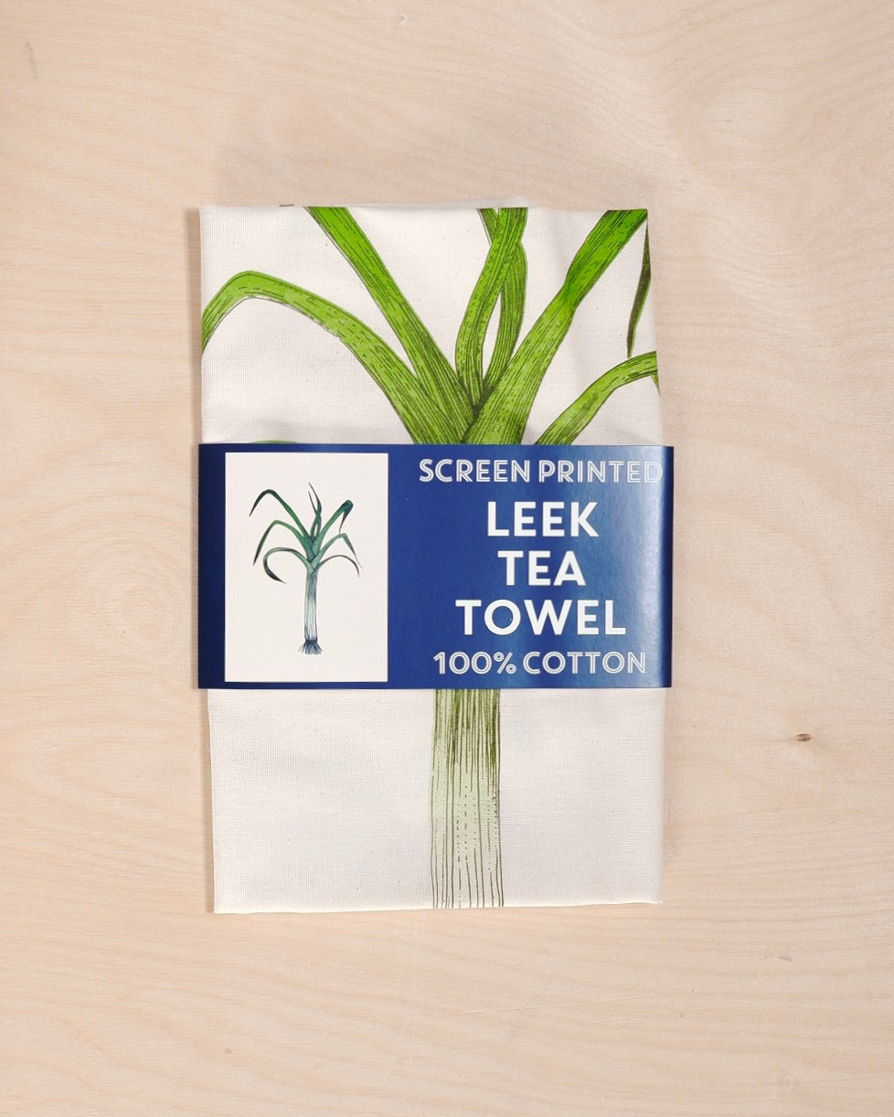 lottie day tea towel kitchenware homeware leek vegetable cotton screen printed design